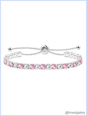 Adjustable Slider Tennis Bracelet 4mm Cubic Zirconia Copper White Gold Plated